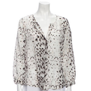 Joie Silk Blouse Top Button Down Sheer Long Sleeve Womens Sz Small